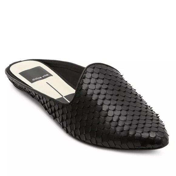 Dolce Vita Shoes - Dolce Vita Women's Grant Raffia Mules 6 Black Slides